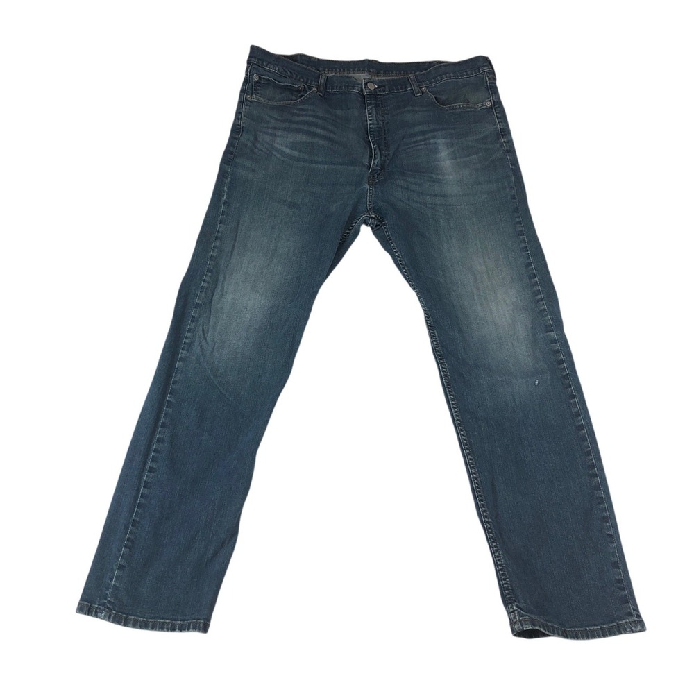 Levis 505 Mens Straight Jeans Dark Wash Blue Denim 42x32 Rugged Workwear